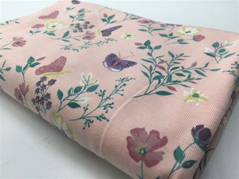 1 40 m REST Baumwolljersey FLOWERS nude Ökotex Online Shop Stofftante