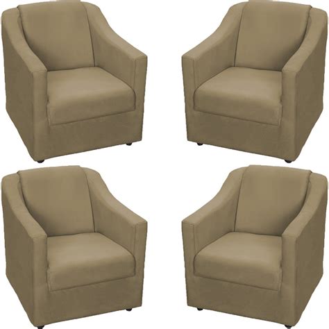 Kit 4 Poltronas Decorativas Para Sala De Espera Recepção Escritório Consultório Suede Nude