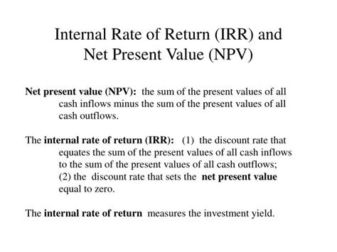 PPT Internal Rate Of Return IRR And Net Present Value NPV