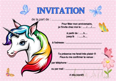 Ou Ou Cartes Invitation Anniversaire Licorne R F Ebay