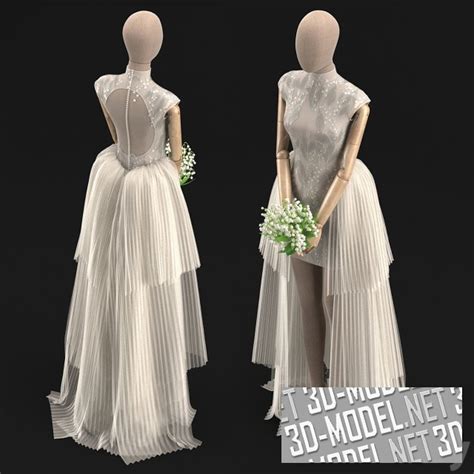 3D модель – Манекен в свадебном платье и с букетом