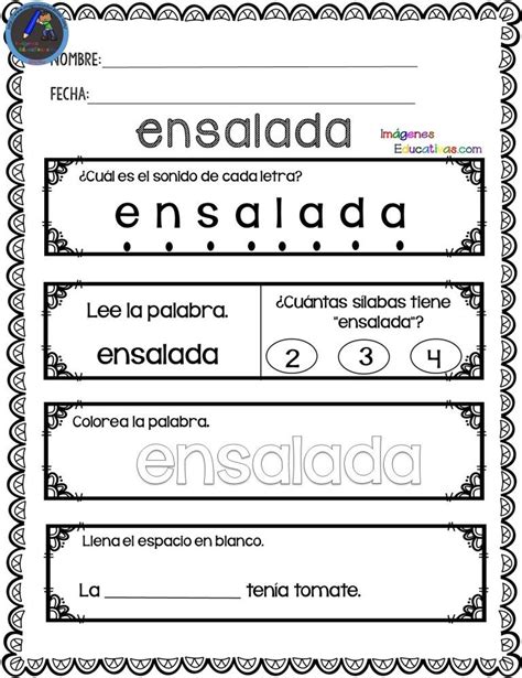 Ejercicios Para Separar Sílabas Material Para Maestros 8EB