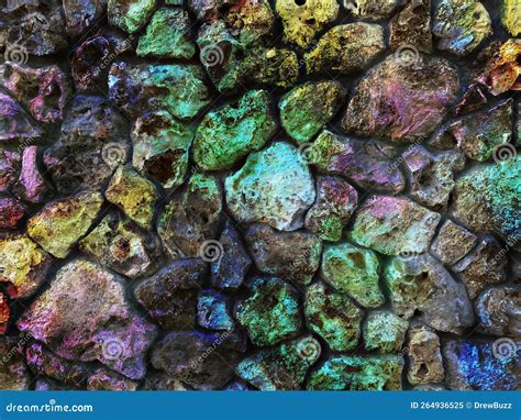 Coral Stone Iridescent Shiny Rock Wall Formation Underwater Abalone