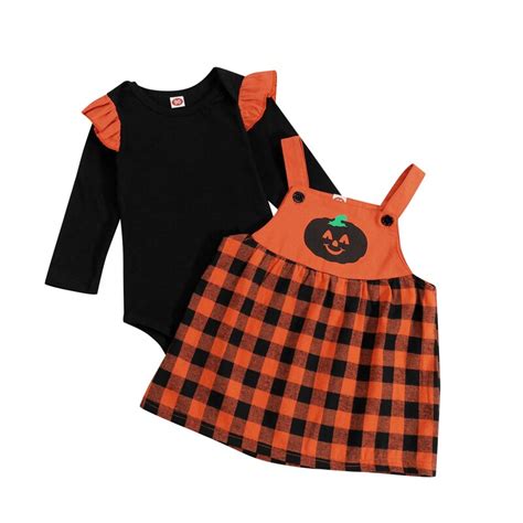 Pudcoco M Pcs Baby Girls Halloween Ruffles Bodysuit Tops Suspender