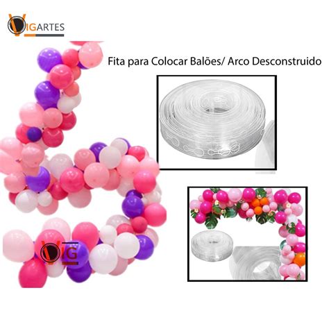 Fita Para Fazer Arco De Balões - 2 Fitas para Arco Desconstruído de Balões 5 Metros, Fita suporte para ...