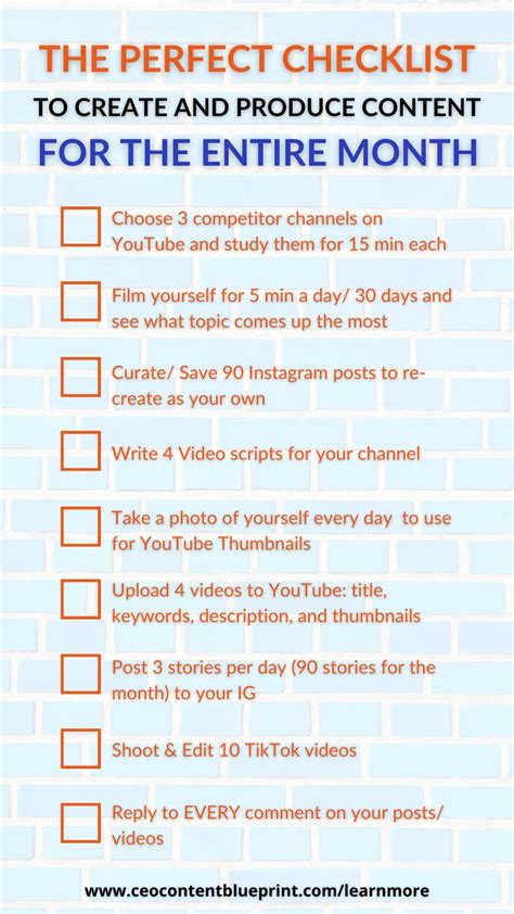 Content Creation Checklist Monthly