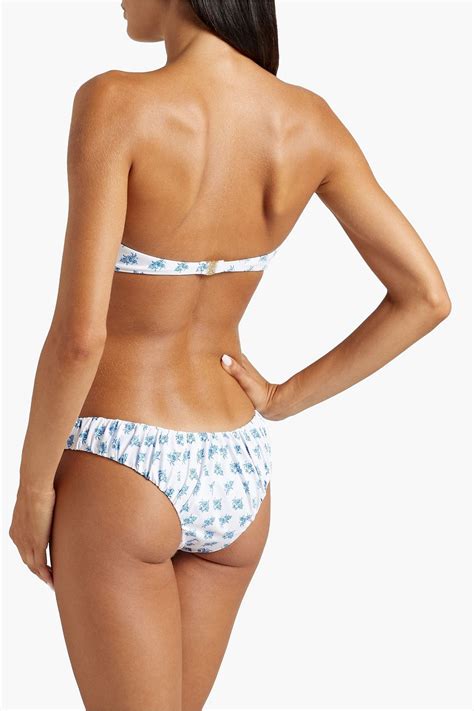Caroline Constas Maria Gathered Floral Print Bandeau Bikini Top The Outnet