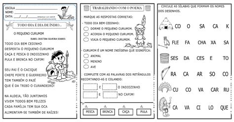 ATIVIDADES PARA O DIA DO ÍNDIO - 1º E 2º ANO ~ Cantinho das Atividades