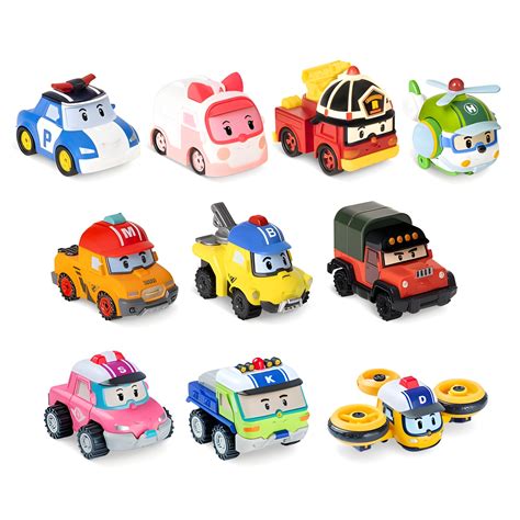 10 Piece Bundle Die Cast Pack Official Robocar Poli Toys
