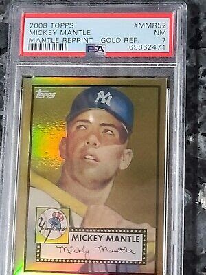 Topps Mickey Mantle Topps Reprint Gold Refractor Mmr Psa