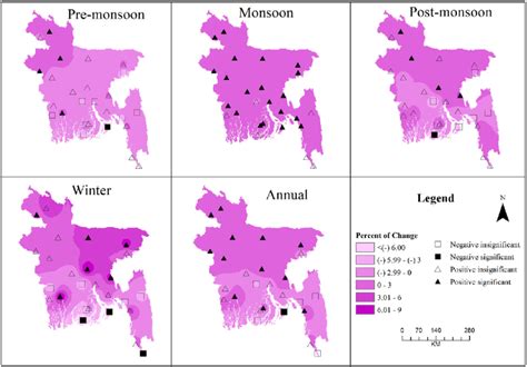 Spatial distribution of minimum temperature trend in sub-climatic zones ...