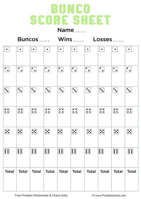 Free Bunco Printable Score Sheets