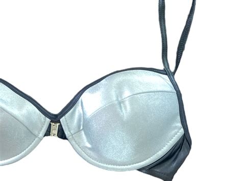 Metallic Silver Bikini Two Piece Swimsuit S Bathing Gem