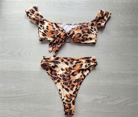 Kostium strój kąpielowy 36 S wzór zwierzęcy panterka cętki bikini komplet 12349931370