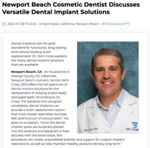 Newport Beach Cosmetic Dentist Discusses Dental Implant Solutions | OC ...