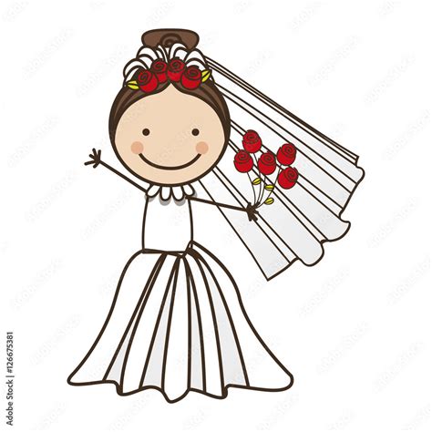 Bride Cartoon Icon Image Vector Illustration Design Stock Vector