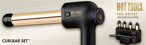 Amazon Hot Tools Pro Artist 24K Gold Curlbar Curling Wand Set Long Lasting Defined Curls