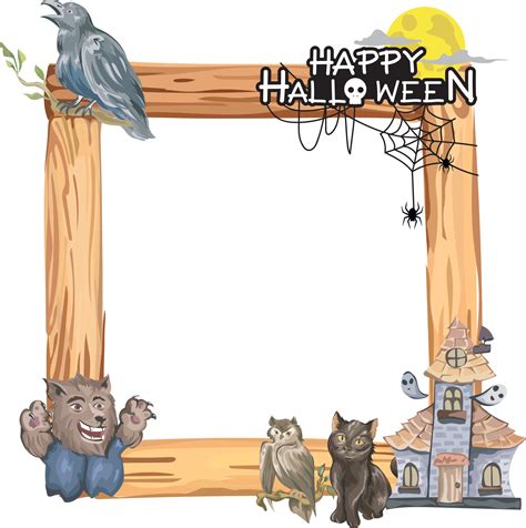 Halloween Frame With Wooden 32067468 Png