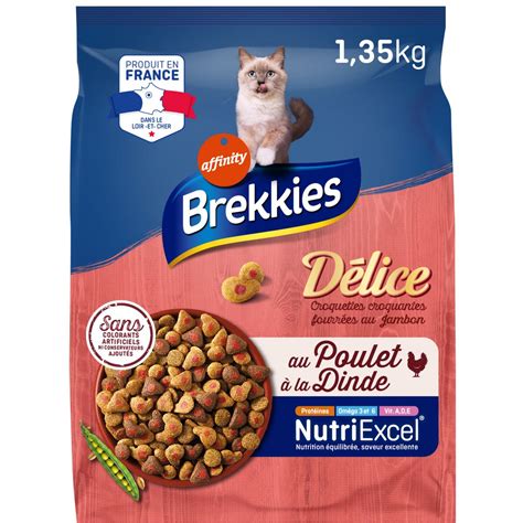 Brekkies D Lice Croquettes Fourr Es Au Jambon Dinde Et Poulet Pour Chat