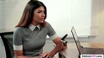 Brunette Lesbian Shares Her Sex Experiences With Her Small Tits Office Mate She Kisses The