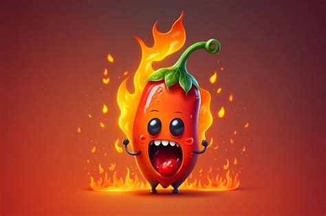 Premium Ai Image Adorable Cartoon Character Of A Fiery Hot Chili Pepper Generative Ai