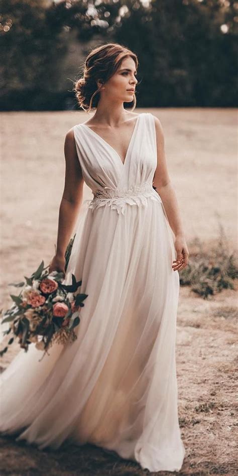 Greek Wedding Dresses A Line Simple V Neckline Ivory Atelier Qaragma