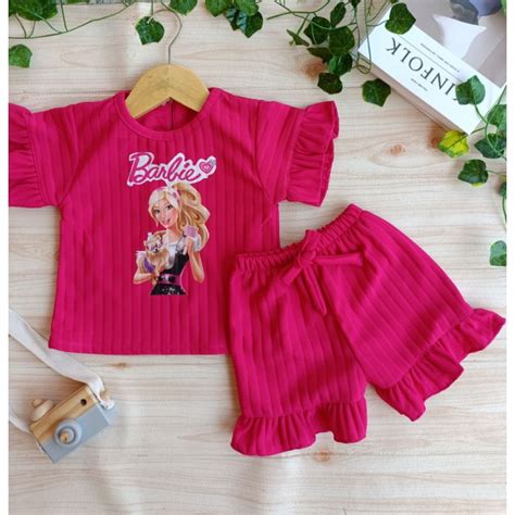 Jual Setelan Barbie Terbaru Anak Perempuan Usia Bahan Knit Hornet Usia