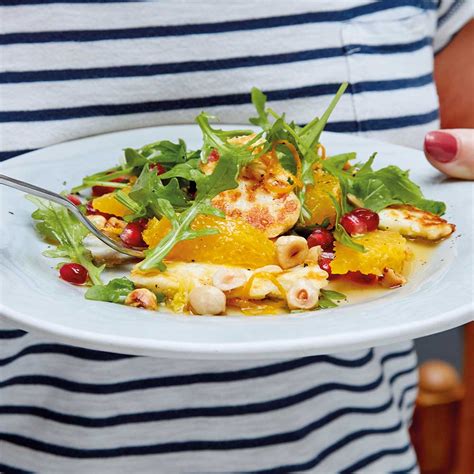 Halloumi Salad With Orange Pomegranate And Hazelnut Quick After Work