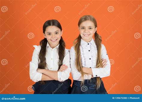 Girls Best Friends School Uniform Classmates. Friendly Relations at ...