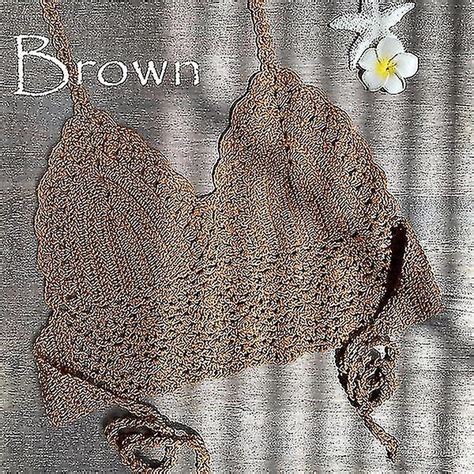 Virkad bikini topp virkad topp Bikini Topp Bikini Strandkläder Croshet Kläder Boho Top