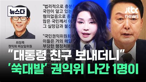 친구가 맡고 디올백 종결권익위 남은 14명이 뉴스다 Jtbc News Youtube