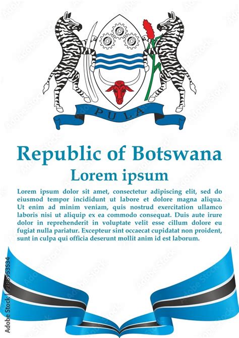 Flag of Botswana, Republic of Botswana. Template for award design, an ...