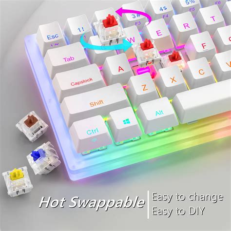 Womier Mechanical Gaming Keyboard Keys Hot Swappable Tyce C Wired Rgb Backlit Gateron