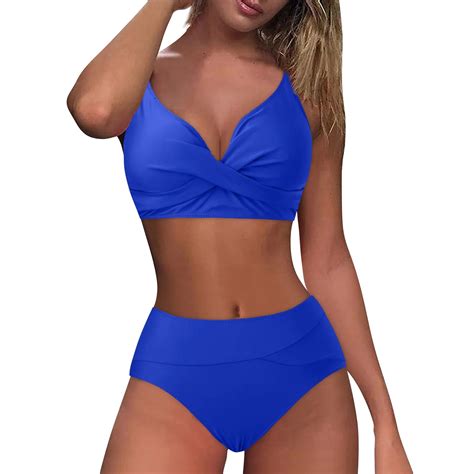 Idall Bikini Sets Bathing Suit Retro Wrap High Waist Bikini Piece