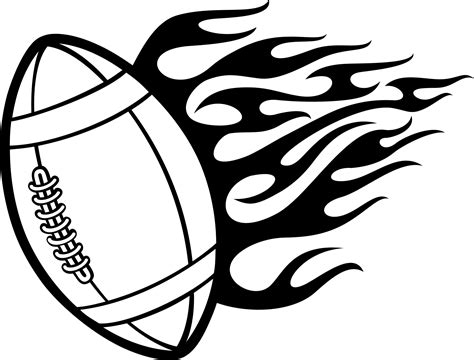 flaming rugby american football ball black  white png
