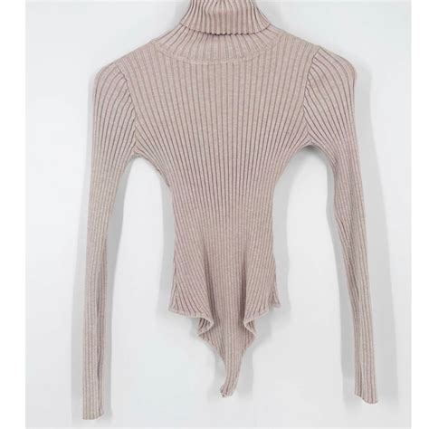 Naked Wardrobe Nude Turtleneck Ribbed Bodysuit Gem