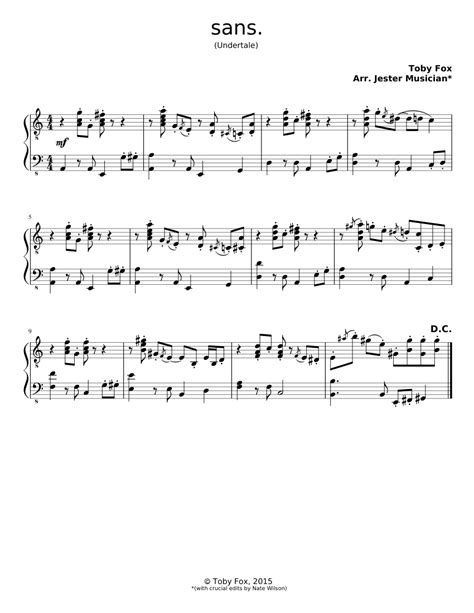 sans. (from Undertale, for piano) Sheet music for Piano (Solo ...