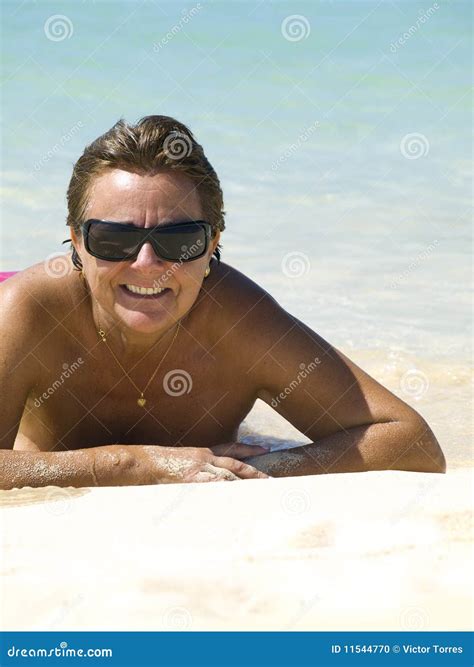 Mature Woman In The Beach Stock Photo Image Of Relaxation