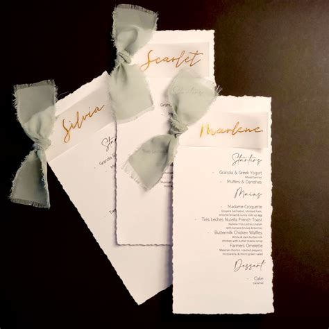 Wedding Menu Cards Menu Card With Place Card Calligraphy Etsy