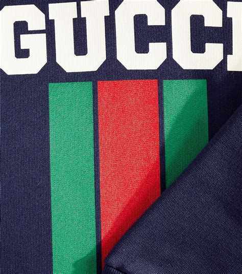 Gucci Web Cotton Jersey Hoodie In Blue Gucci Kids Mytheresa