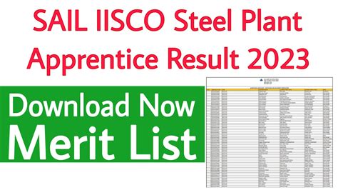 Sail Iisco Steel Plant Apprentice Result Iti Education