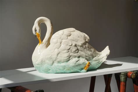 Large Ceramic Swan Planter Jardinière at 1stDibs swan ceramic planter