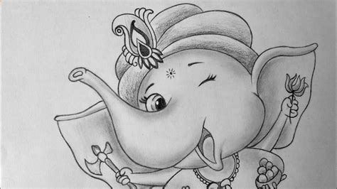 Cute Ganesha Drawing Easy Trick Drawing How To Draw Ganpati