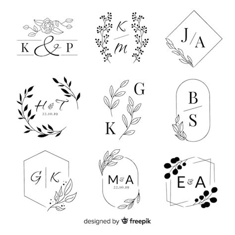 Colección de logotipos de monogramas de boda Vector Premium