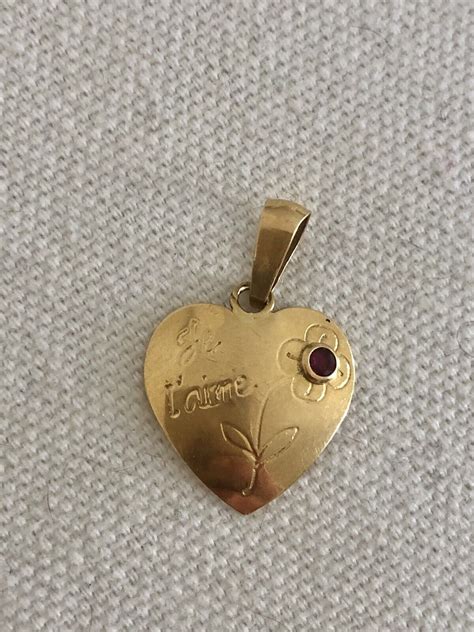 Pendentif Coeur Or Jaune 18 Carats Et Rubis EBay