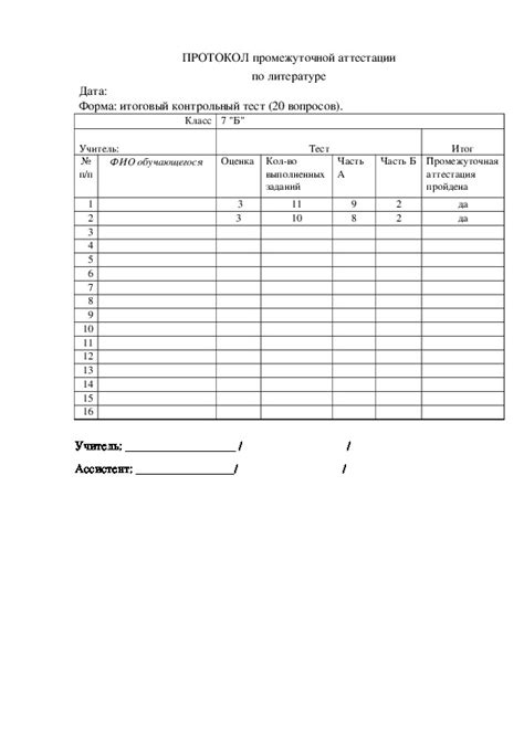 Протокол промежуточной аттестации. Автор Афанасьева Ольга Николаевна