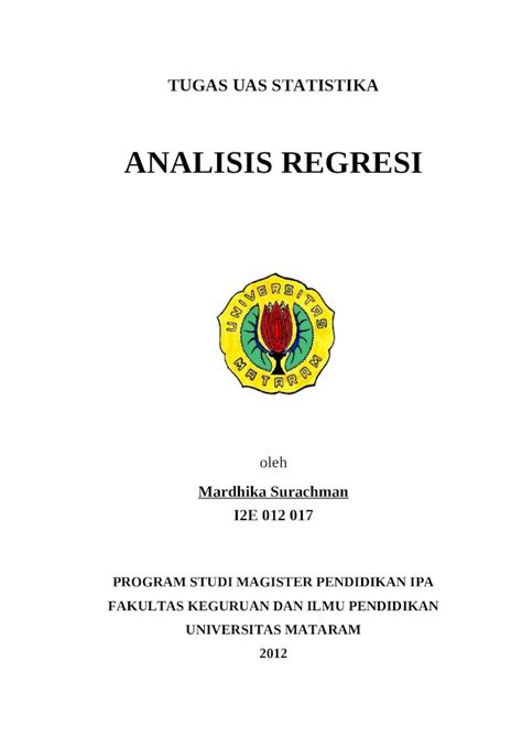 DOCX Soal Analisis Regresi Mardhika Surachman DOKUMEN TIPS