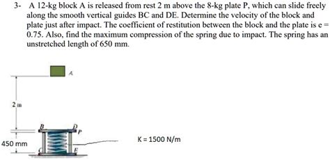 Solved A Kg Block A Is Released From Rest M Above The Kg Plate