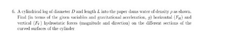 Solved 6 A Cylindrical Log Of Diameter D And Length L Into The Paper