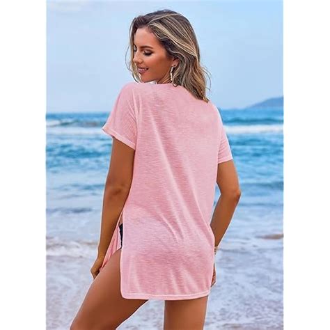 Snapklik Womens Swimsuit Beach Cover Up Shirt Semi Sheer Bikini Beachwear Bathing Suit
